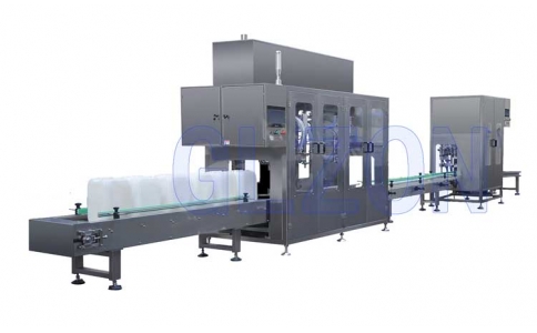 Fully automated filler for weighted and production line filling of 1 to 60-litre