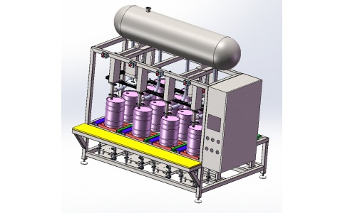 Fully automated filler for weighted and production line filling of 1 to 60-litre